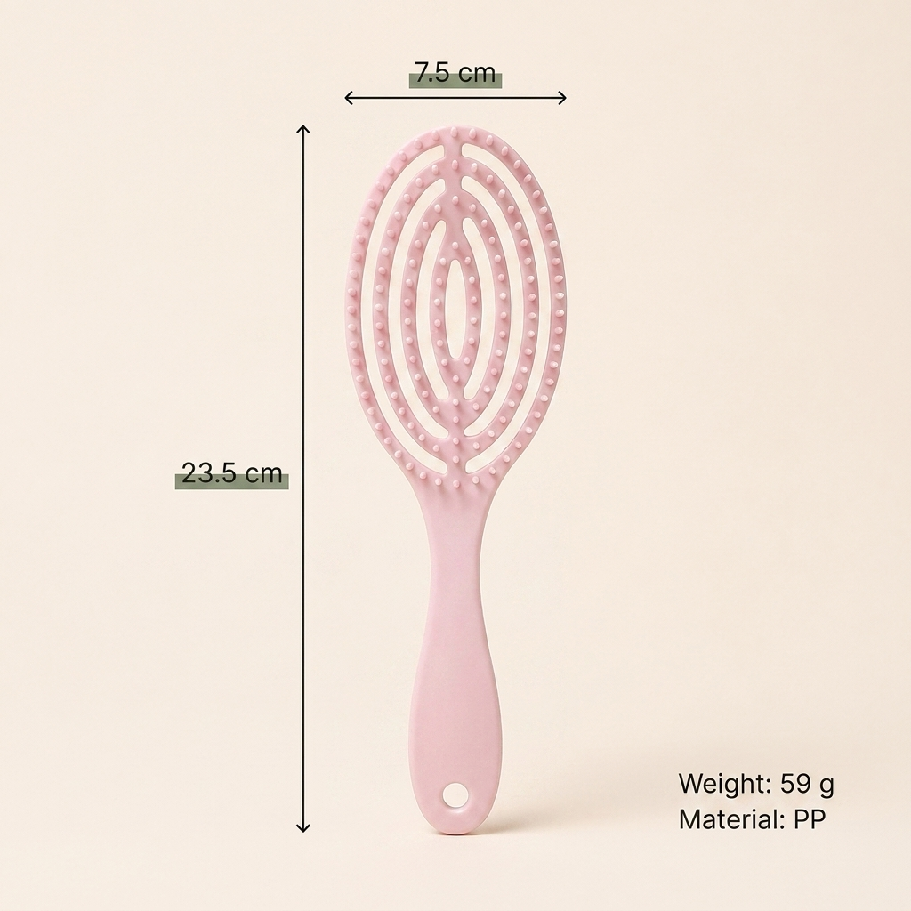 Glidura scalp massage brush size guide - 23.5 cm long, 59 g, PP material